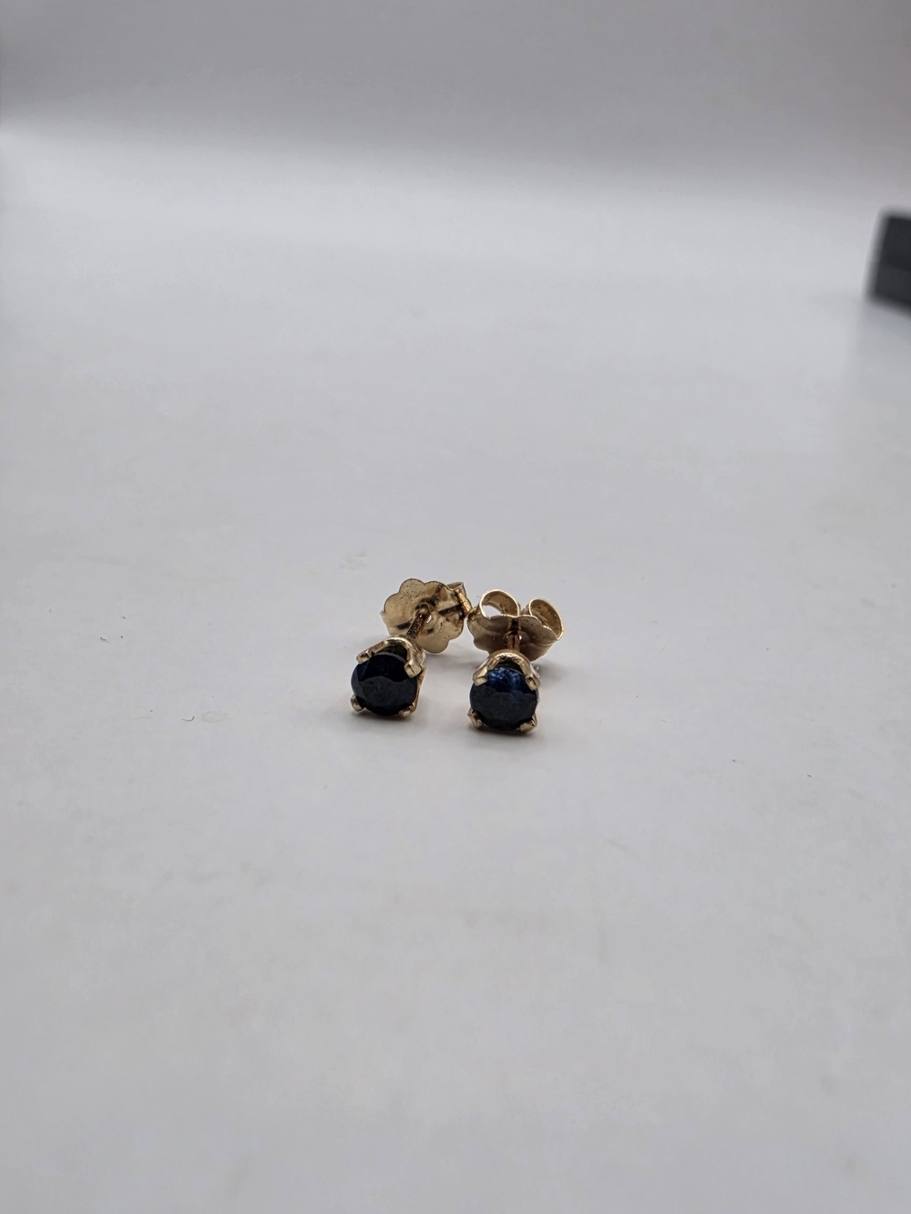 14K Yellow Gold Black Diamond Stud Earrings